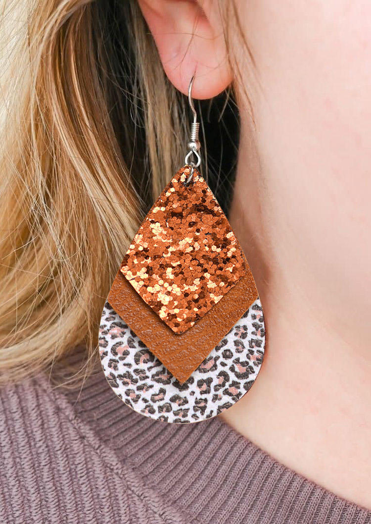 

Leopard Multi-Layered Water Drop Earrings, Pattern2, 525004