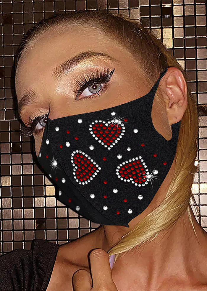 

Valentine Rhinestone Heart Mask, Black, 525327