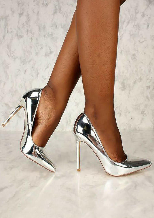 

Pointed Toe High Heels - Silver, 525386