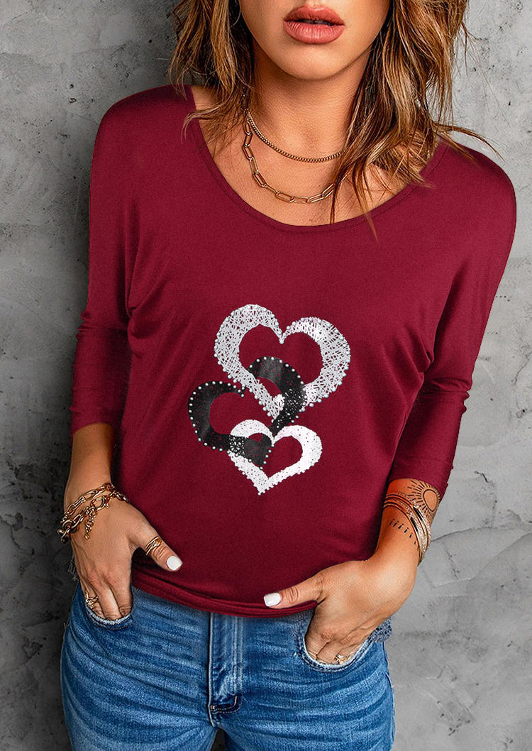 

Valentine Heart Button Blouse - Burgundy, 524745