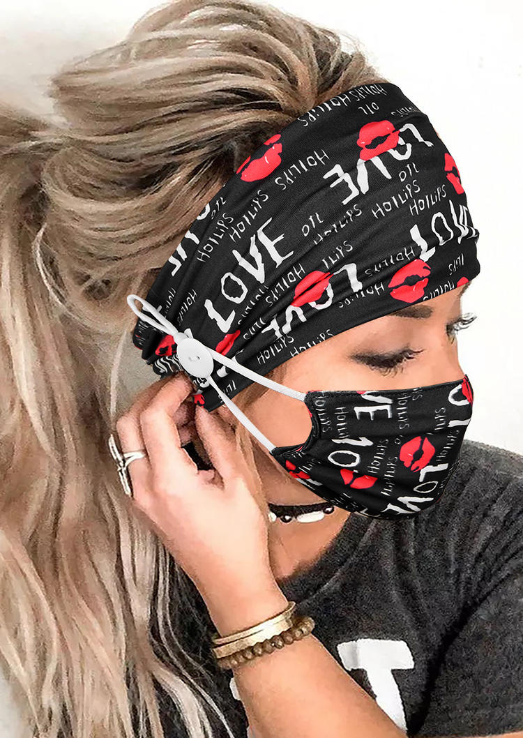 

2Pcs Valentine Love Lips Headband And Mask Set, Pattern1;pattern2, 524981