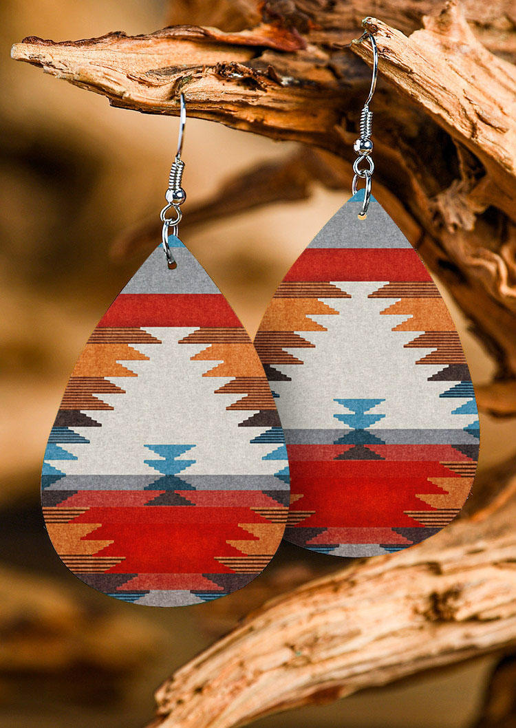 

Aztec Geometric Water Drop Earrings, Multicolor, 525016