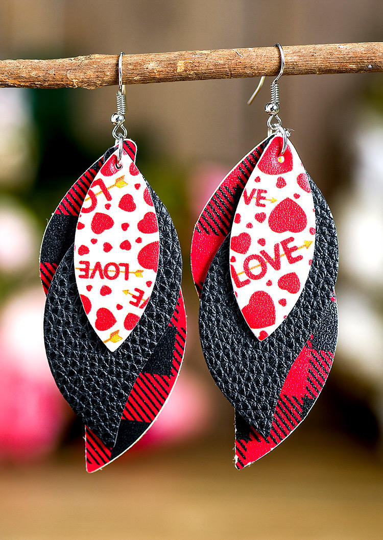 Love Plaid Heart Earrings
