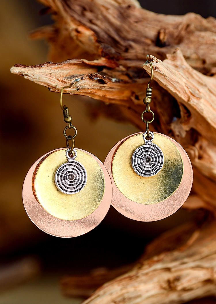 

Multi-Layered Round Alloy Earrings, Multicolor, 525177