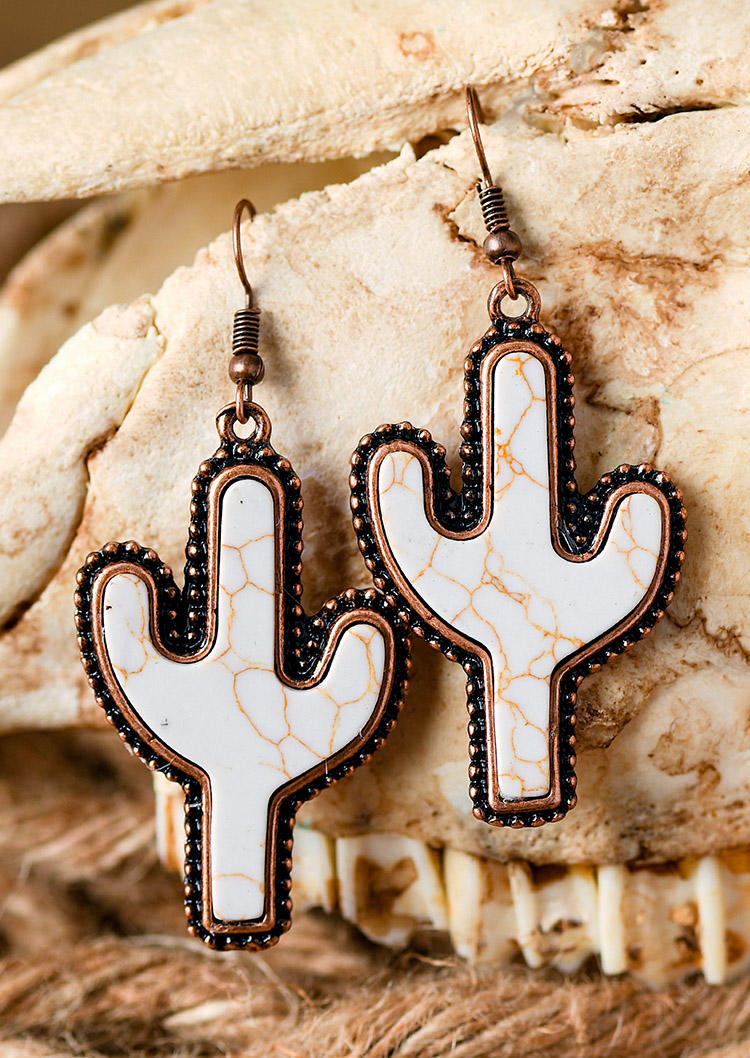 

Turquoise Cactus Pendant Earrings, Apricot, 525309