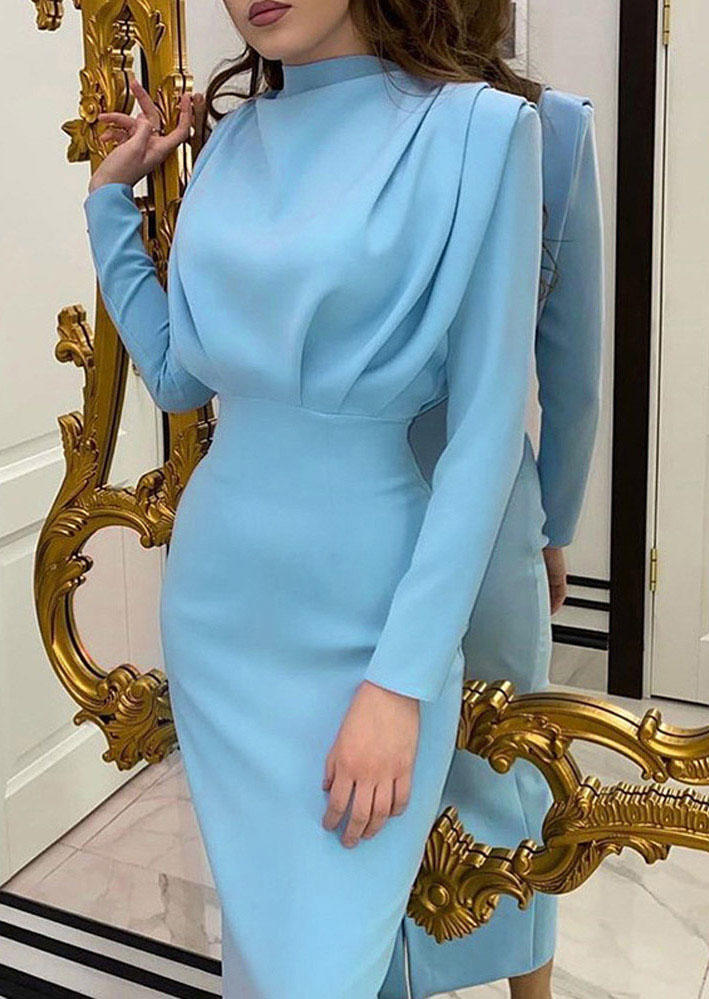 

Corset Ruffled Long Sleeve Maxi Dress - Blue, 525521