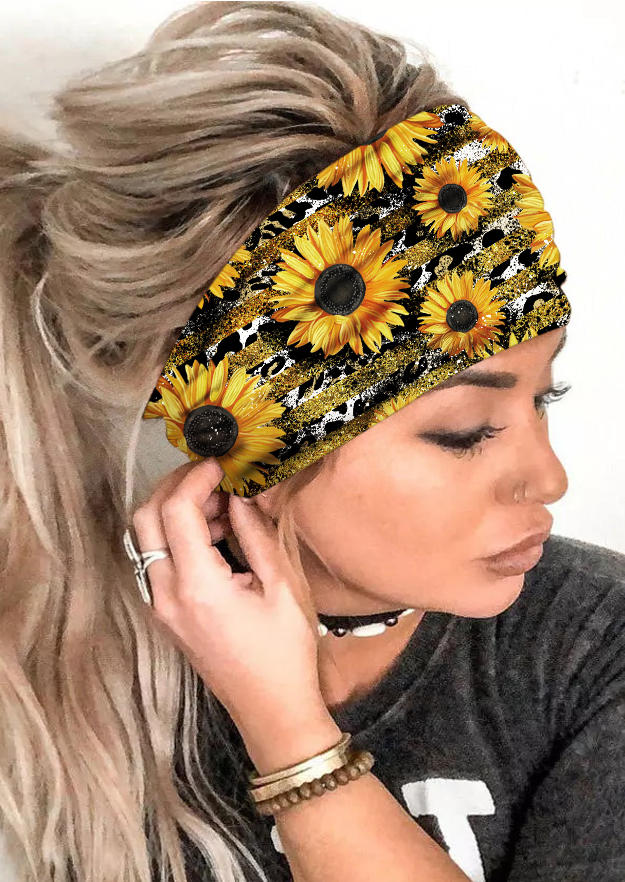 

Leopard Sunflower Wide Headband, Yellow, 525596