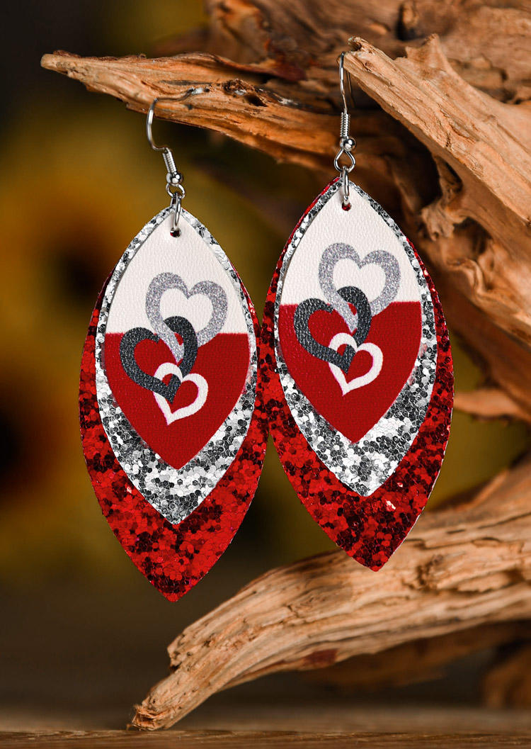 

Valentine Heart Multi-Layered Earrings, Multicolor, 525730