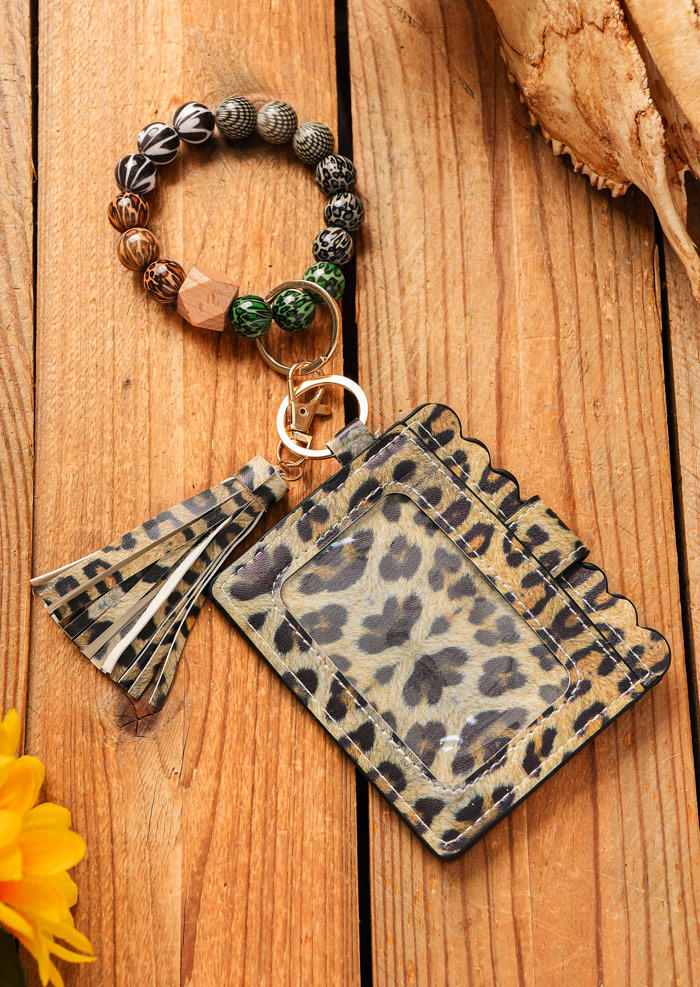 

Plaid Tassel Beading Keychain Bracelet Wallet, Pattern2, 525330