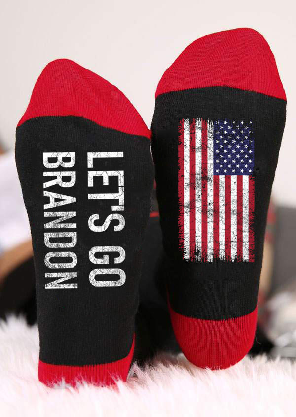 

Let's Go Brandon American Flag Crew Socks, Black, 526116