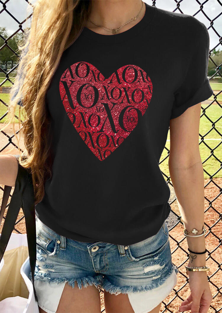 Buy Xoxo Heart T-Shirt Tee - Black. Picture