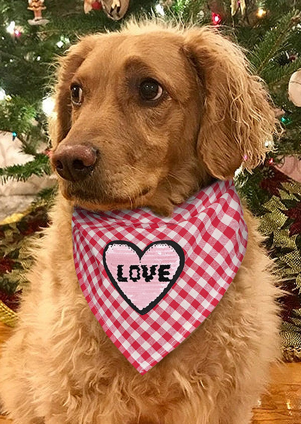 

Love Lips Sequined Plaid Adjustable Pet Triangle Scarf, Pattern1;pattern2, 525360