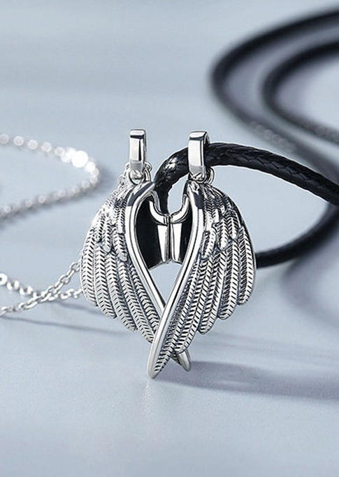 

2Pcs Valentine Devil Angel Wings Necklace, Pattern1;pattern2, 525541