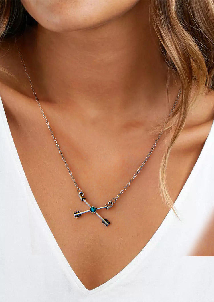 Turquoise Arrow Alloy Necklace