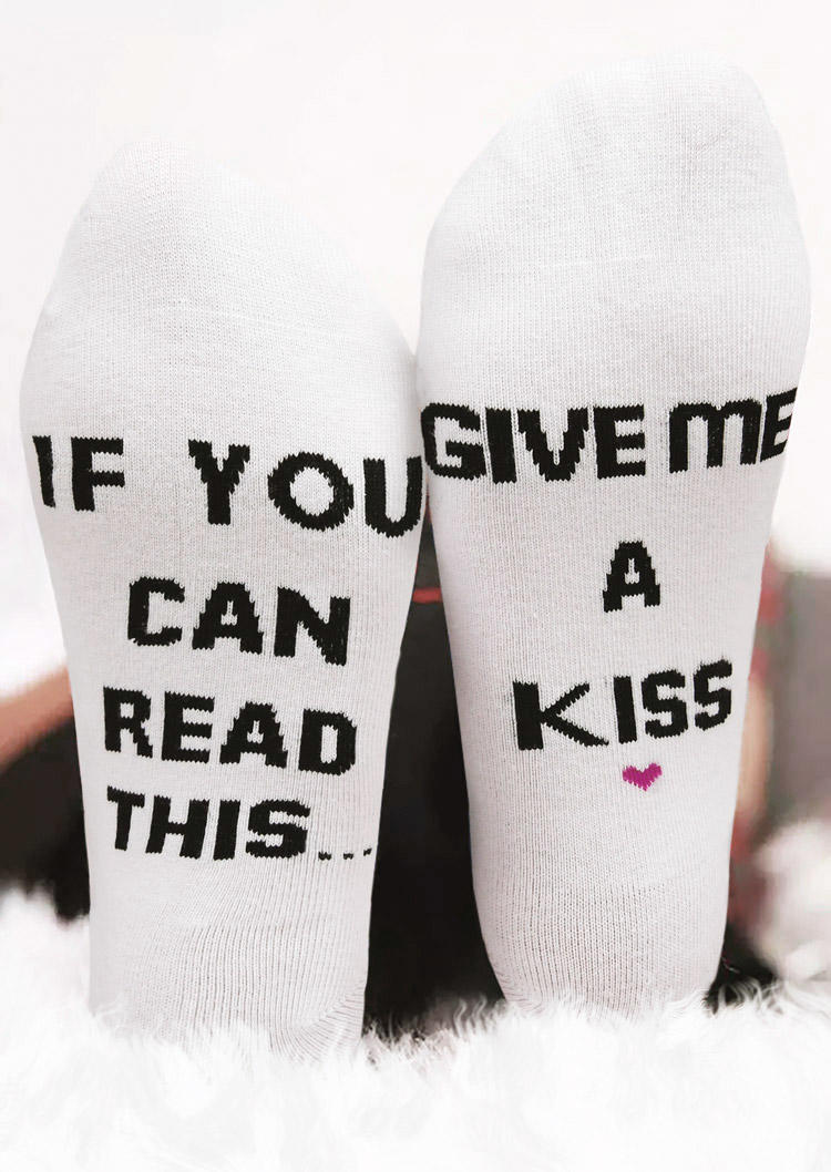 

Give Me A Kiss Crew Socks, White, 525692