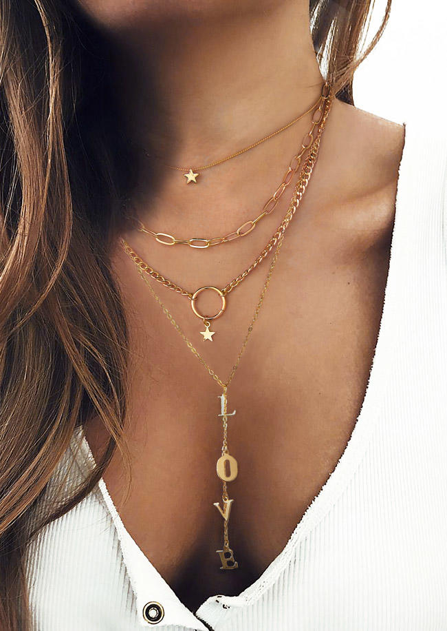 

Love Star Multi-Layered Pendant Necklace, Gold, 525113