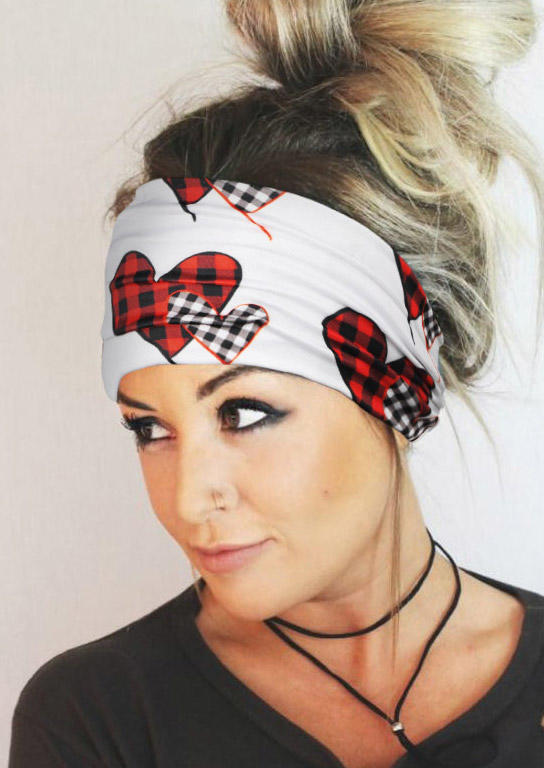 

Heart Plaid Elastic Wide Headband, Multicolor, 525621