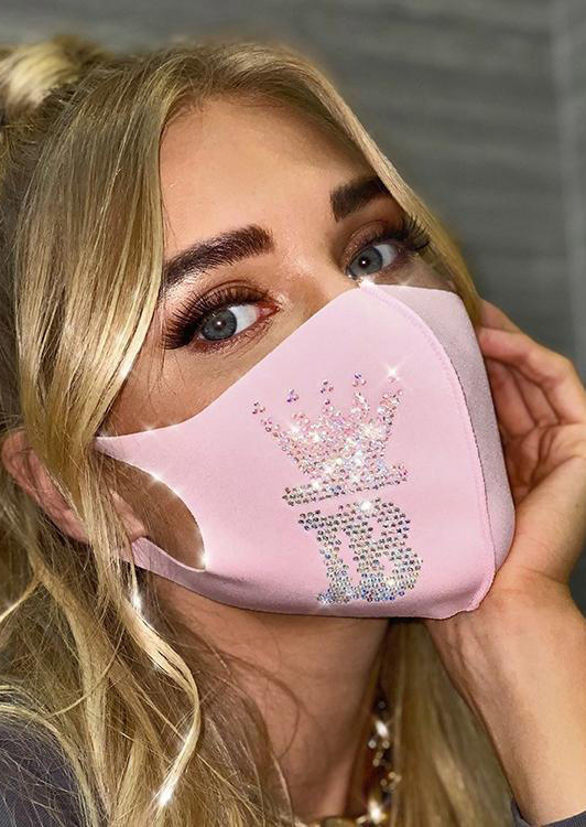 

Crown Sequined Breathable Mask, Black;pink, 525686