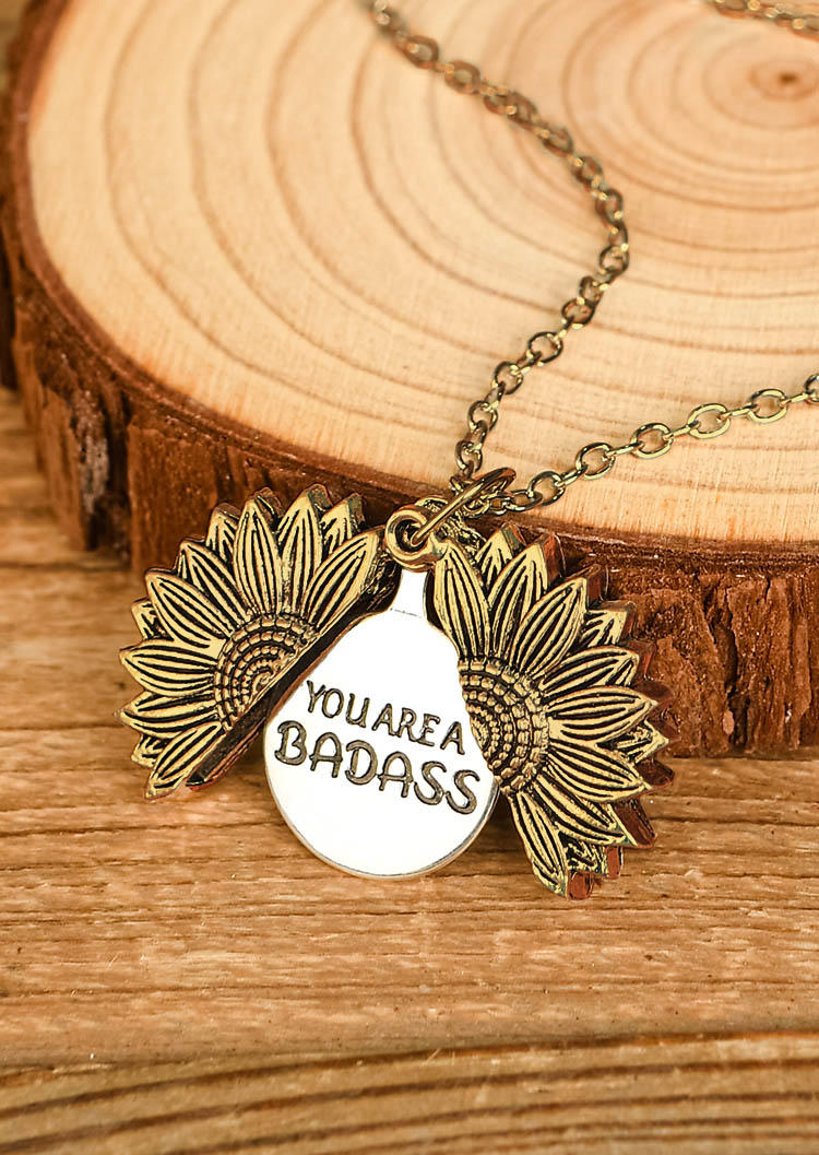 

You Are A Badass Sunflower Pendant Necklace, Gold, 525716