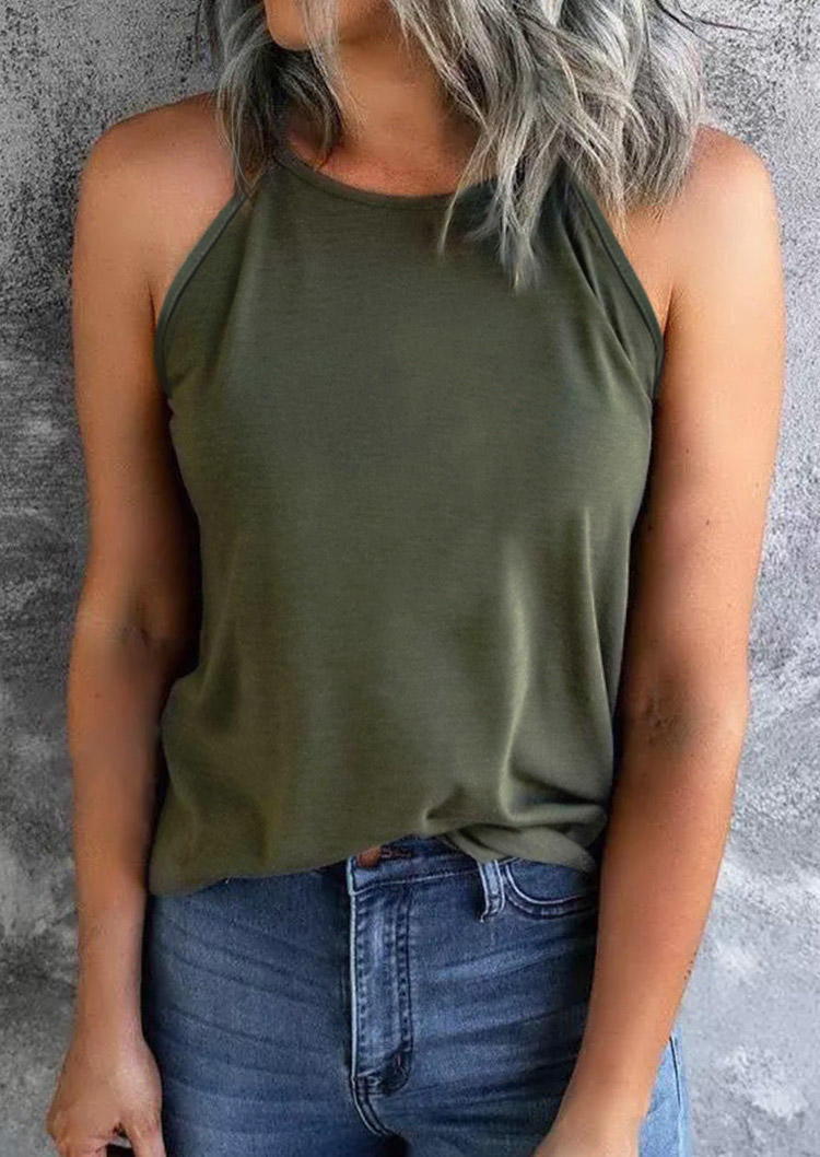 

Spaghetti Strap O-Neck Casual Camisole - Army Green, 526207
