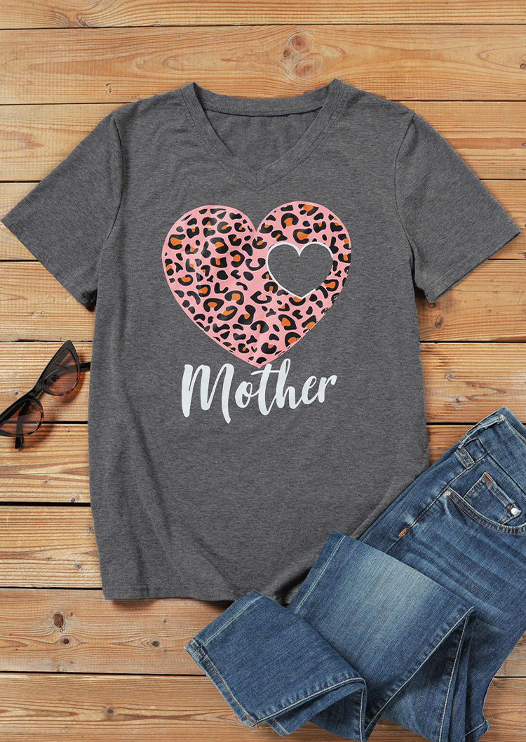 

Mommy & Me Leopard Love Heart T-Shirt Tee - Women, Gray, 526277