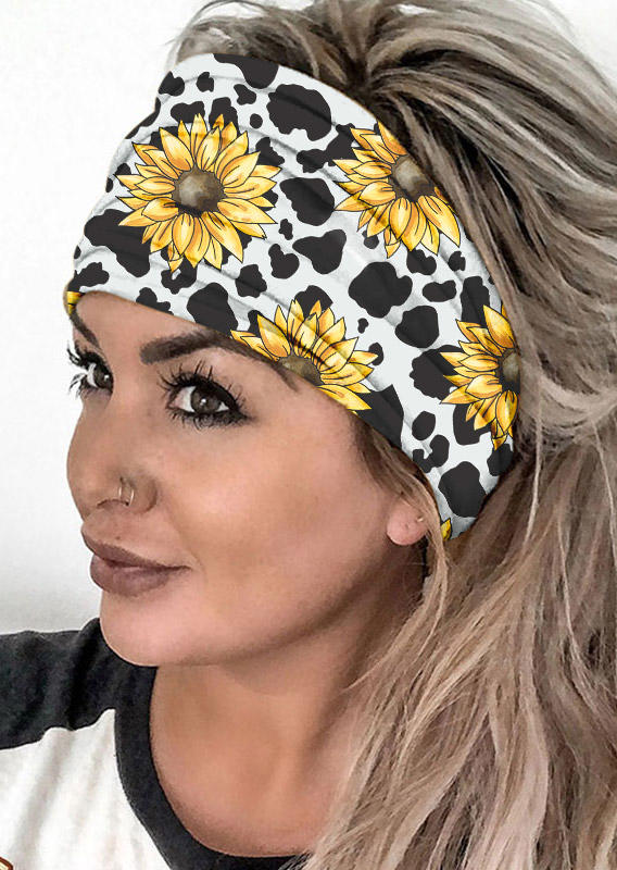 

Cow Sunflower Sports Wide Headband, Black, 526380