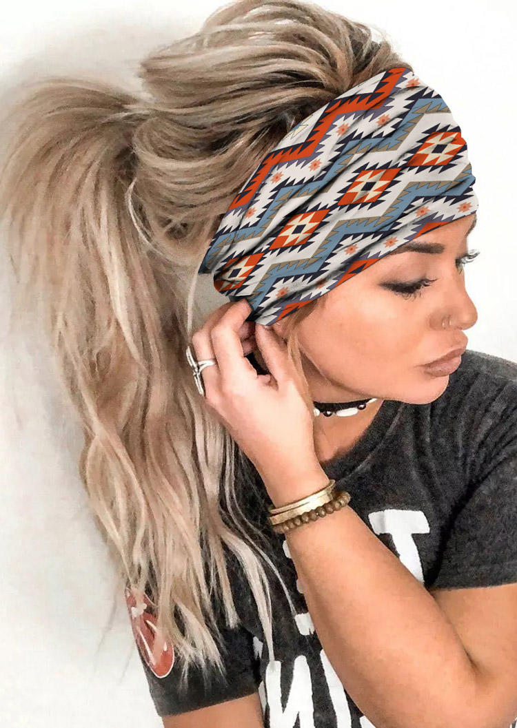 

Aztec Geometric Yoga Wide Headband, Multicolor, 525874