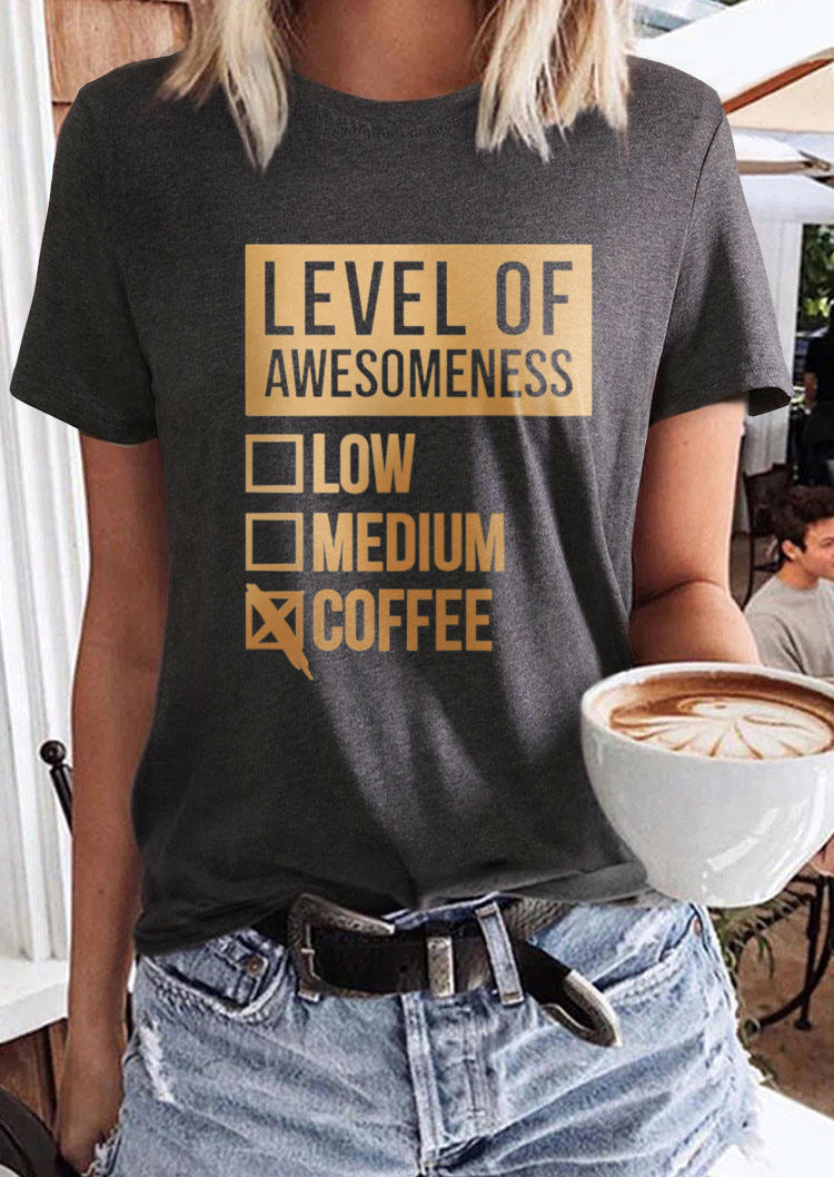 Buy Level Of Awesomeness T-Shirt Tee - Gray. Picture