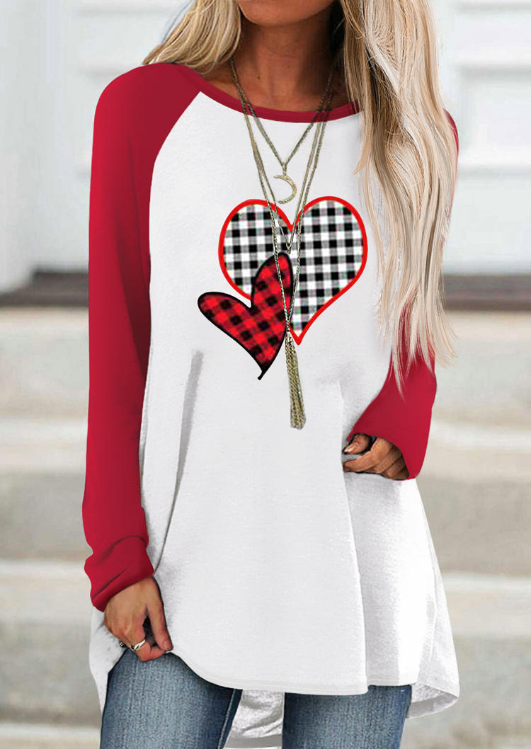 

Leopard Plaid Heart T-Shirt Tee - White, 525945