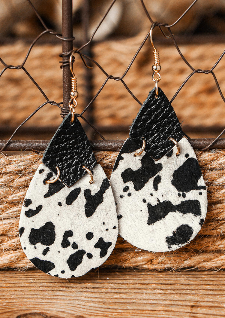 

Cow Splicing PU Leather Earrings, Multicolor, 526121