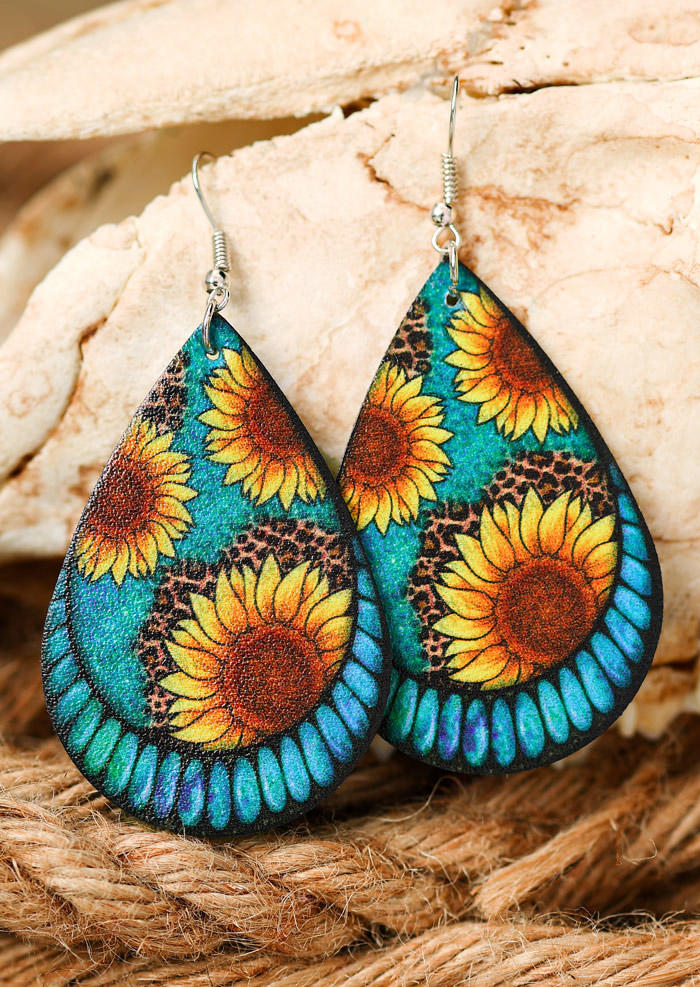 

Sunflower Leopard Water Drop Earrings, Multicolor, 526126