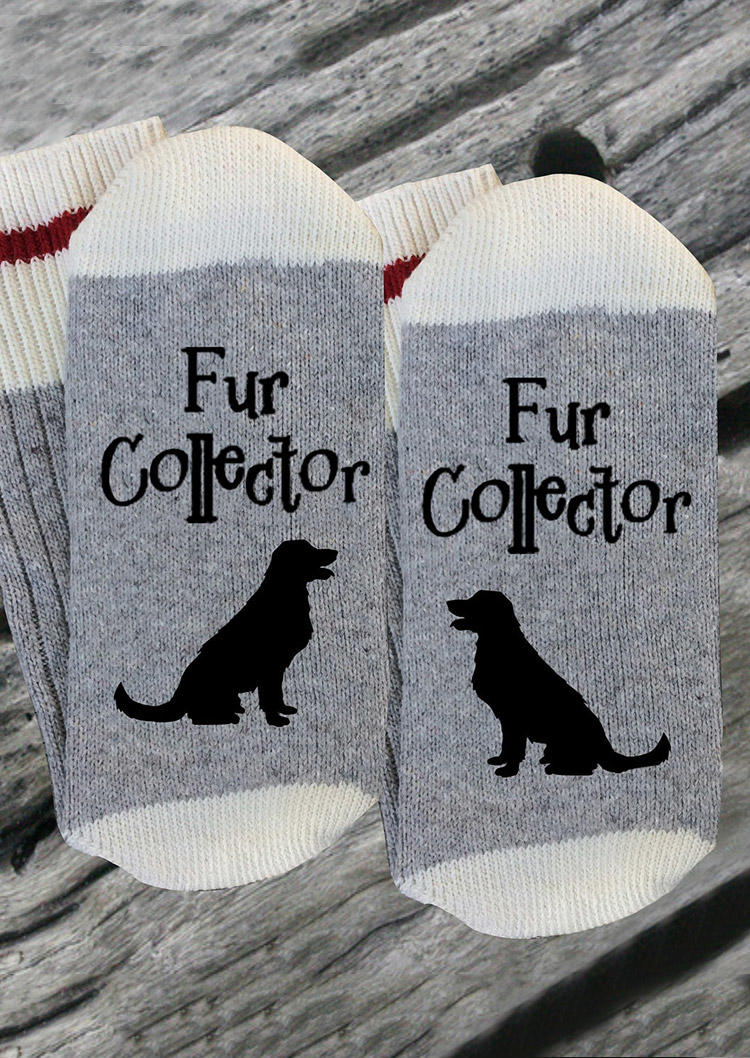 

Fur Collector Dog Crew Socks, Gray, 525742