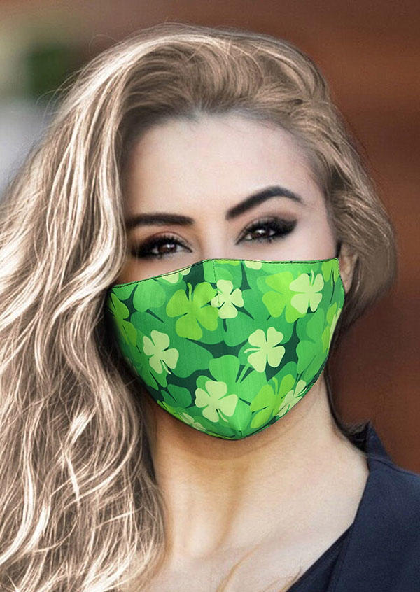 

Lucky Shamrock Plaid Mask, Green, 526065