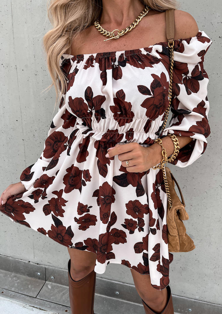 Floral Ruffled Off Shoulder Mini Dress - White