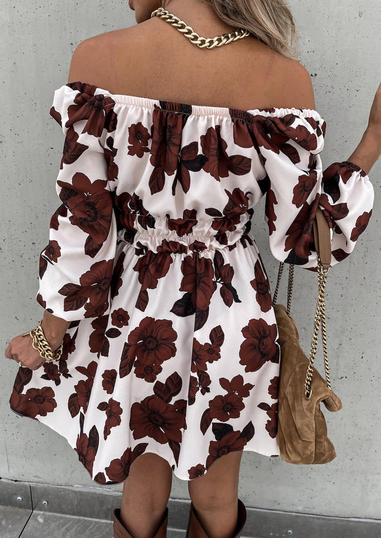 Floral Ruffled Off Shoulder Mini Dress - White