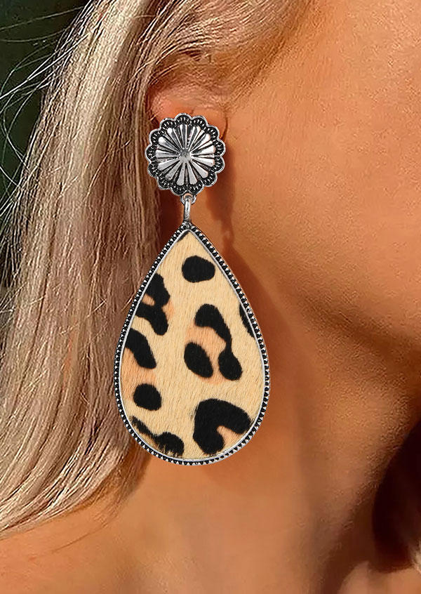 Sunflower Cow Leopard Water Drop Earrings