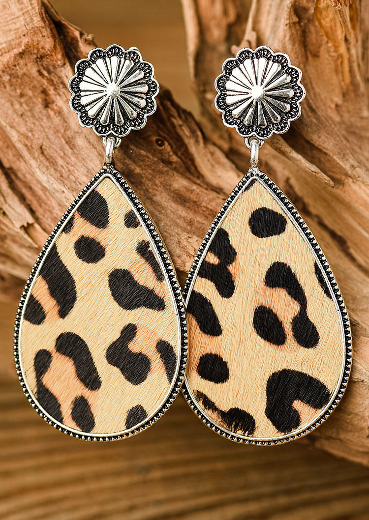 

Sunflower Cow Leopard Water Drop Earrings, Brown, 526192