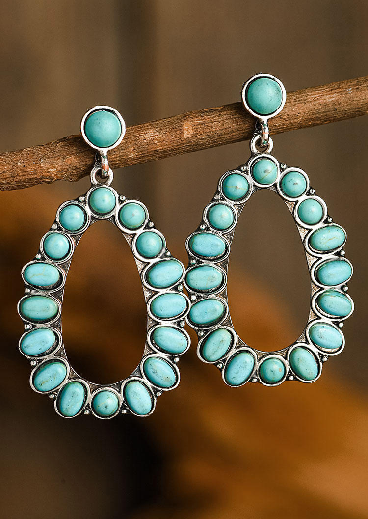 

Turquoise Hollow Out Water Drop Stud Earrings, Cyan, 526315