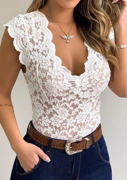 

Lace See-Through Tank - White, 526373