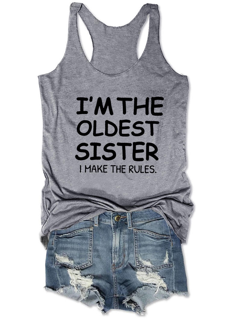 

I' The Oldest Sister I Make The Rules Racerback Tank - Light Grey, 526659