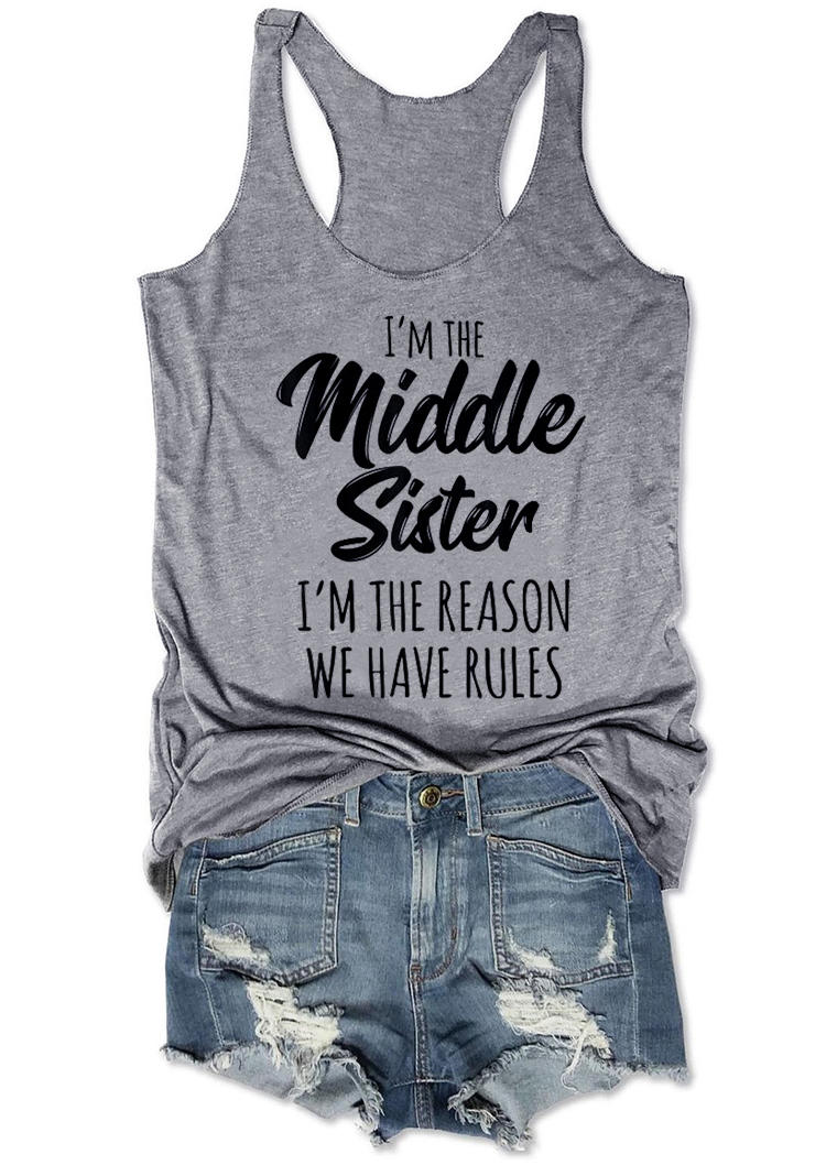 

I' The Middle Sister Racerback Tank - Gray, 526661