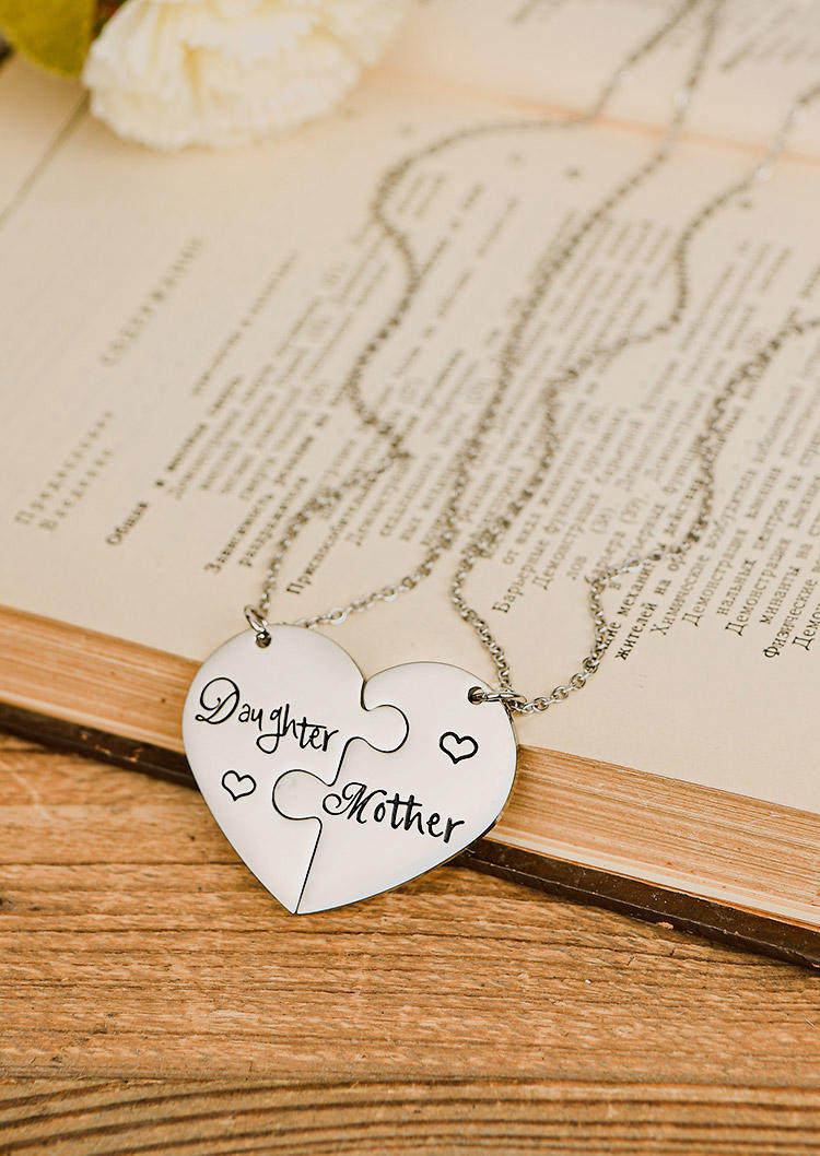 

Daughter Mother Puzzle Pendant Necklace, Pattern1;pattern2, 525473