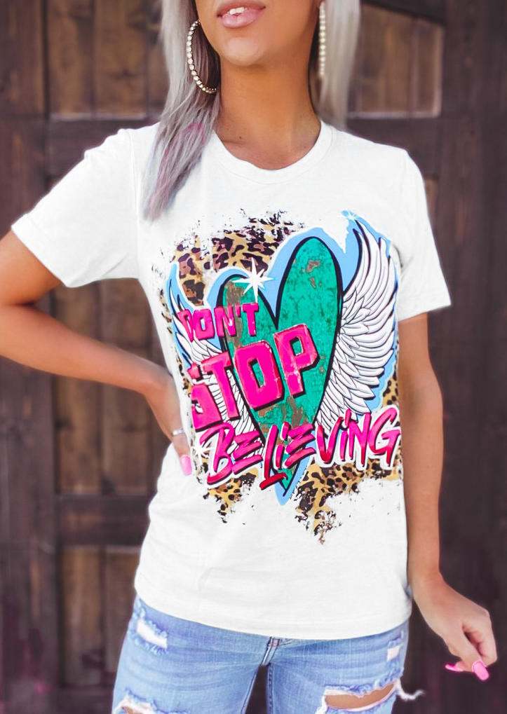Don't Stop Believing T-Shirt Tee - White