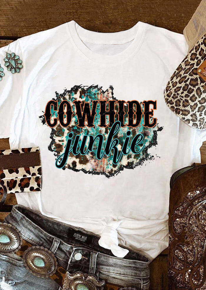 

Cowhide Junkie Western T-Shirt Tee - White, 525744