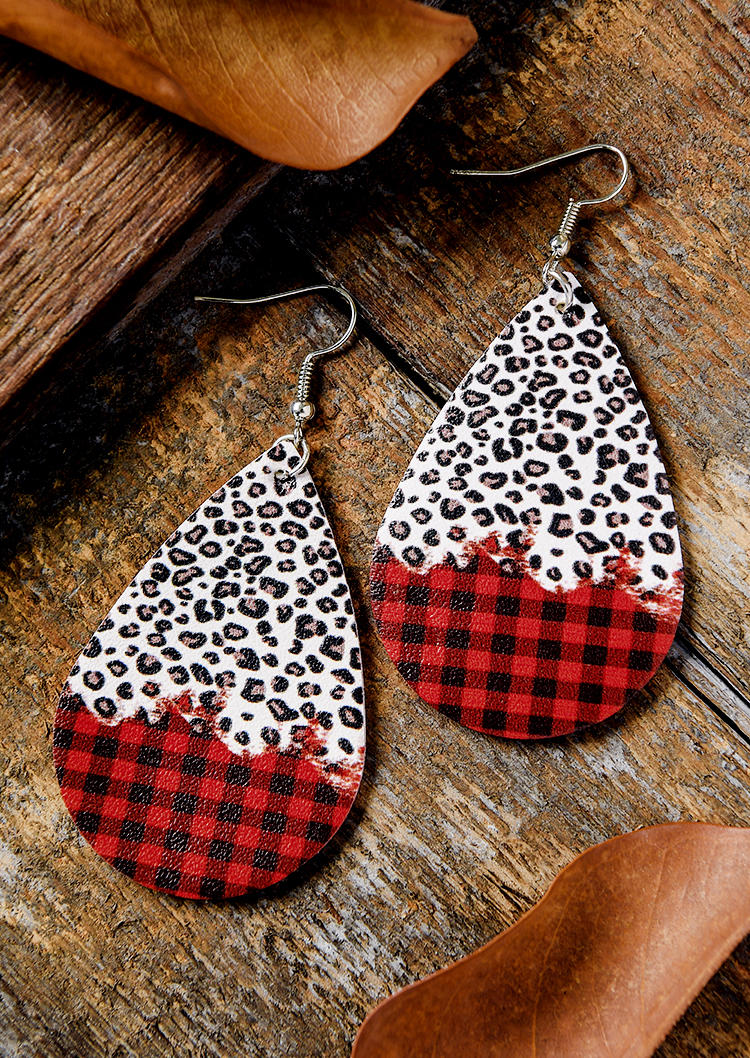 

Plaid Leopard Hook Earrings, Multicolor, 526066