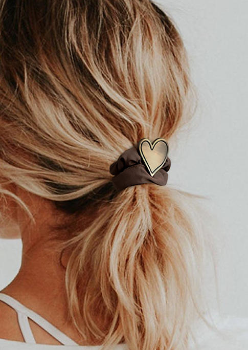 

Heart Alloy Rope Hairband, Coffee, 526068