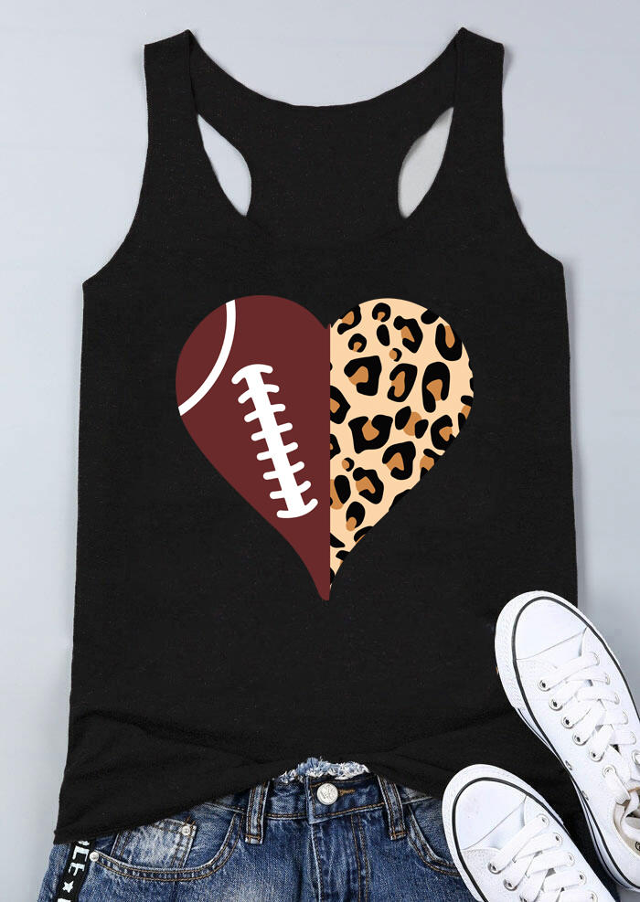 

Football Leopard Heart Racerback Tank - Black, 526224