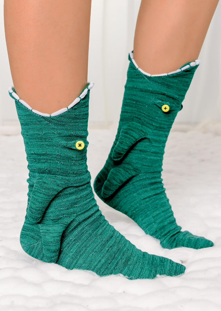 

Crocodile Carp Knitted Crew Socks, Green;pink, 526609