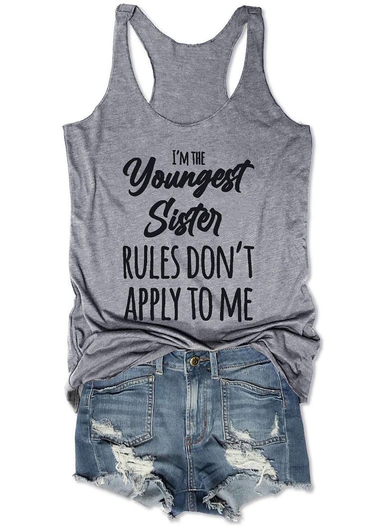 

I' The Youngest Sister Racerback Tank - Gray, 526681