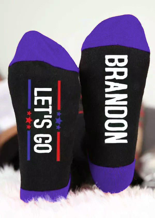 

Let's Go Brandon Crew Socks, Blue, 526788